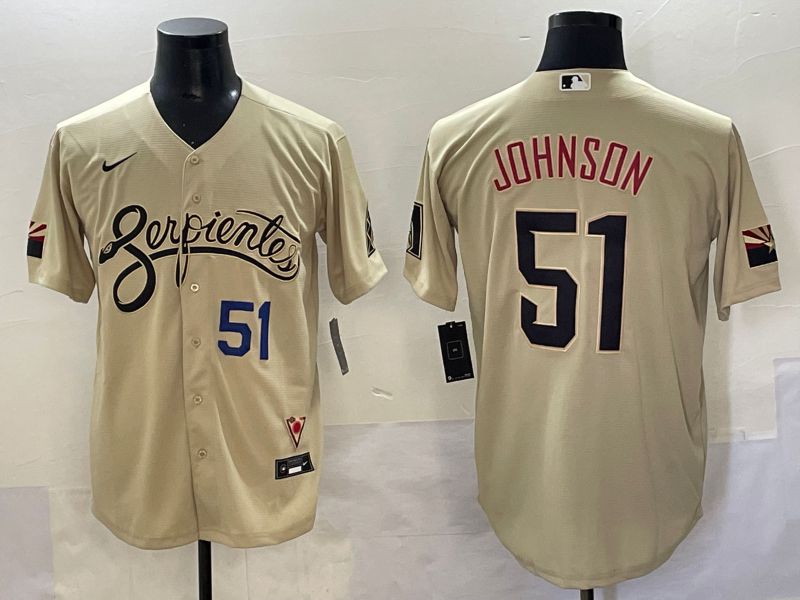 Men 2025 Arizona Diamondback #51 Johnson Cream City Edition Nike MLB Jersey style 2->arizona diamondback->MLB Jersey